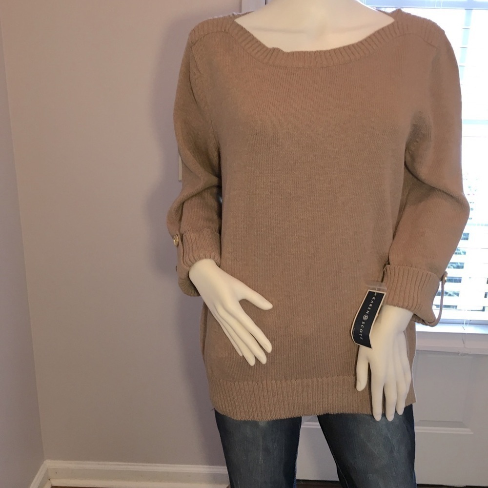 New Women’s Karen Scott Cardigan Tan Size Medium.